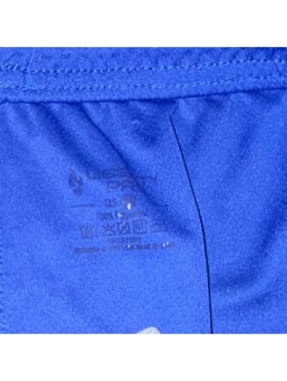 Blue Athletic Shorts with Orange and White Trim